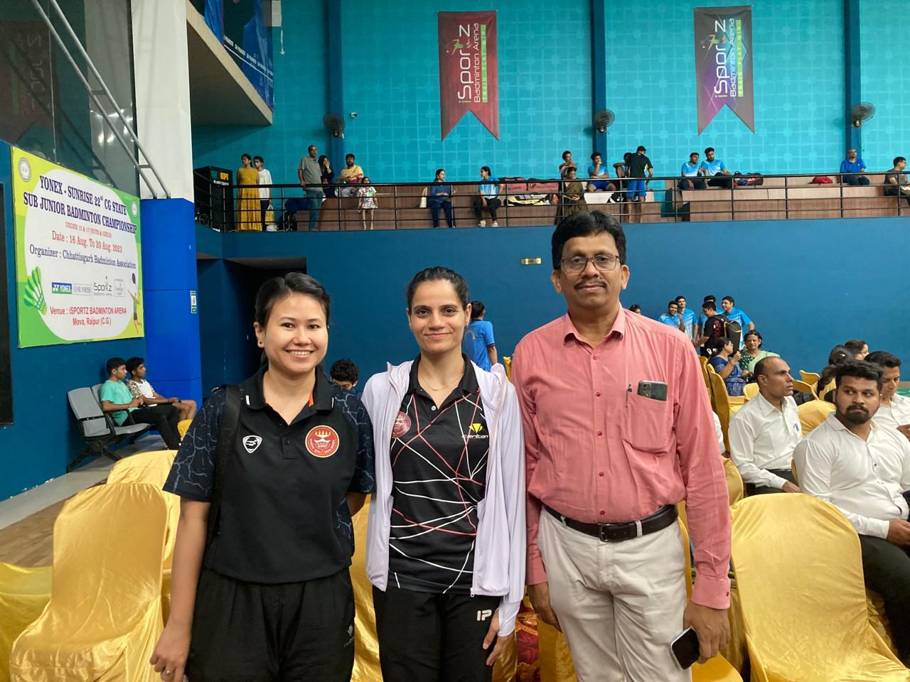 YONEX SUNRISE 22nd CG STATE SUB JUNIOUR BADMINTON CHAMPIONSHIP - Regional Director  Incharge Chhattisgarh visited the wherein 13 sports personnel of ESI Corporation participating, to encourage the participants date 17.07.2024