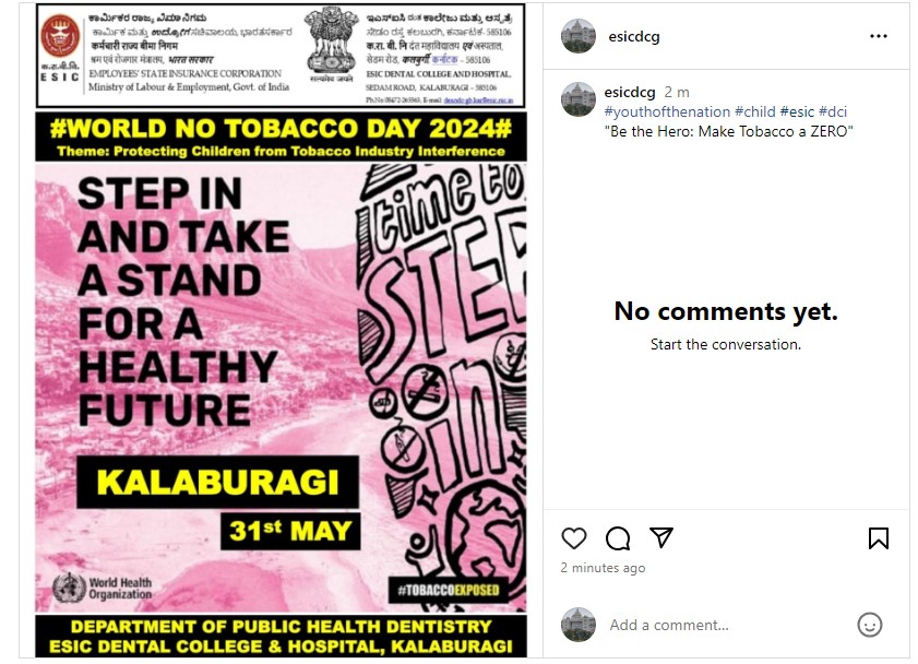 WORLD NO TOBACCO DAY-2024 AT ESIC DENTAL COLLEGE AND HOSPITAL,KALABURAGI